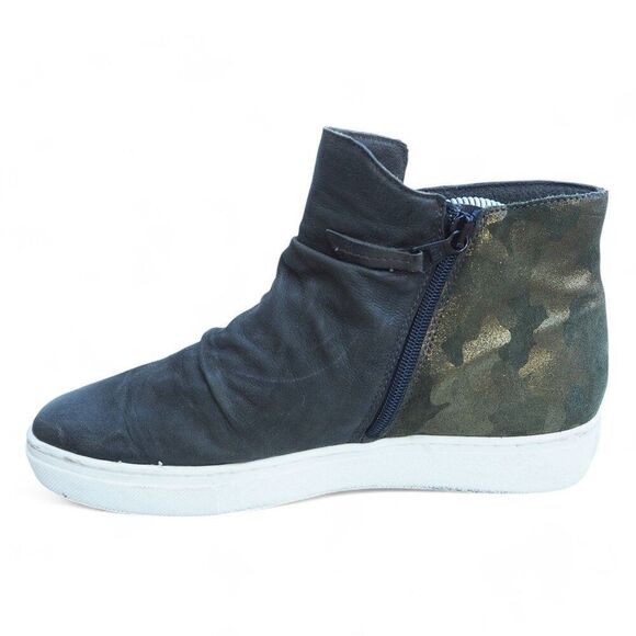 Miz Mooz Lundy High Top Leather Side Zip Camo Wedge Sneakers Women's 9-9.5/40 - Picture 6 of 11